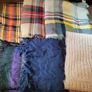 6 Piece Mixed Scarf Lot Polyester, Wool, Mohair, Acrylic Shawls and Scarves